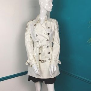 Sam Edelman white trenchcoat,  studded shoulders